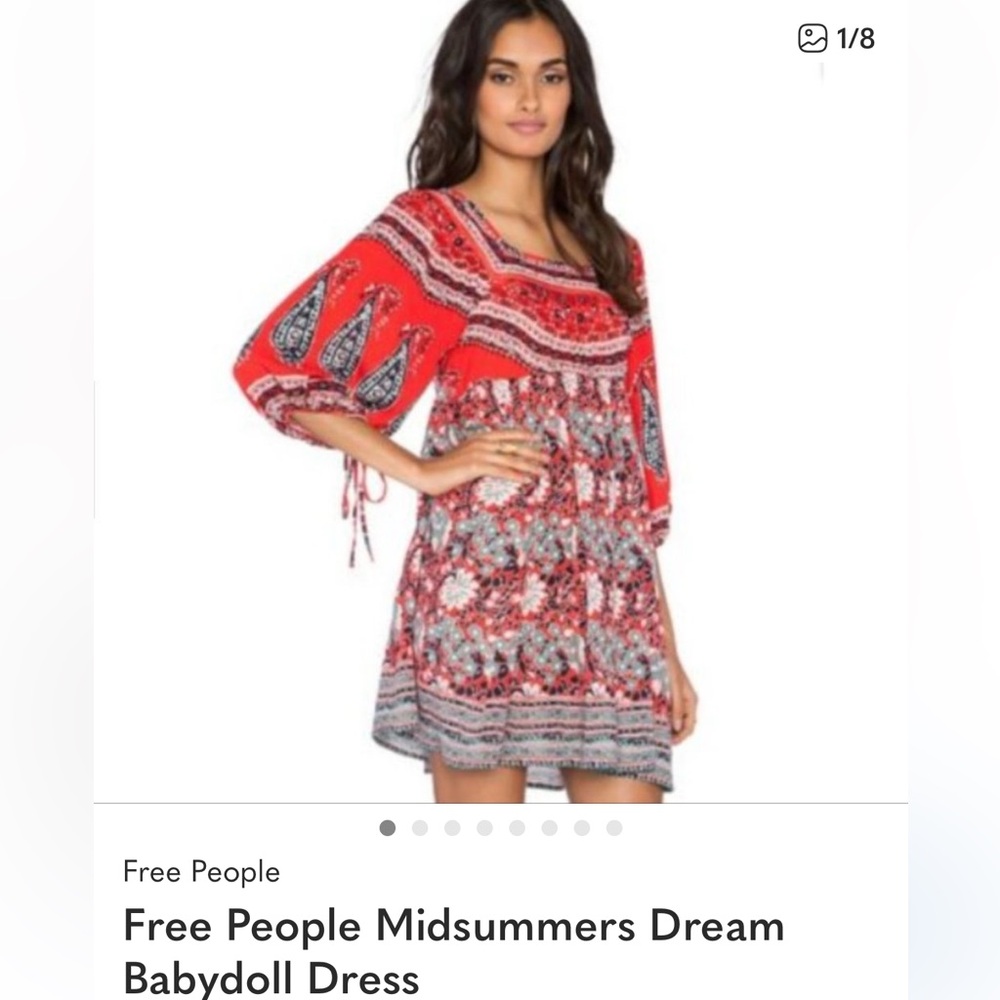 Free People Midsummers Dream Babydoll Dress in the Poppy Combo color